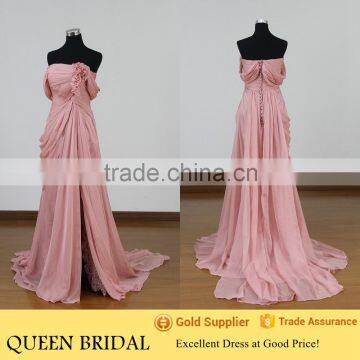Real Sample Long Chiffon Open Leg Sexy Boob Tube Evening Dress