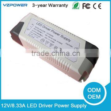 lighting led transformer AC 100V - 240V AC/DC 12V 8.33A Switching Power Supply Adapter 100W With IC Protection For LED Strip