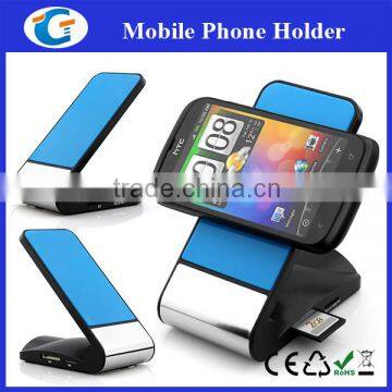 Multiport card reader mobile phone stand holder