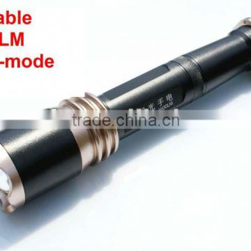 Waterproof aluminum alloy led torch rechargeable focus zoom high power flashlight