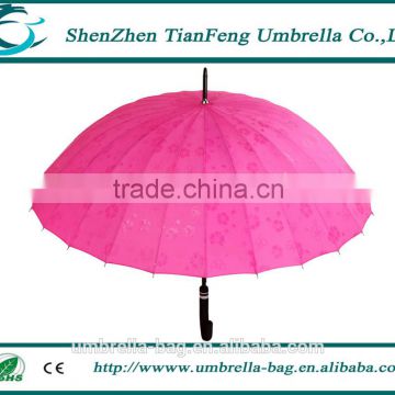 New design Pink straight umbrella Meet flower on the rainy day ! Best gift for ladies!