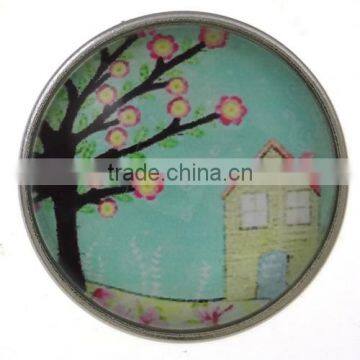 Snap button 18mm Czech glass, aubergine purple, fits ginger snaps and button jewelry