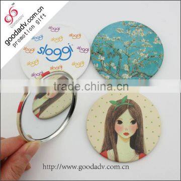 Size 58/75mm tin mirror OEM promotion beautiful cosmetic mirror