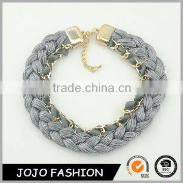 Cheapest gold chain handmade ployester jewelry woven necklace for woman