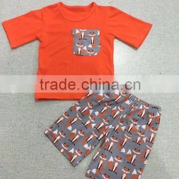 2016 new arrival fox boys summer cotton top icing capri boy clothing set