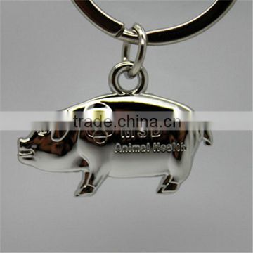 Cute handmade pig keychain /Funny pig shaped keyring for animal lovers/chrome plated pig keyring for promition