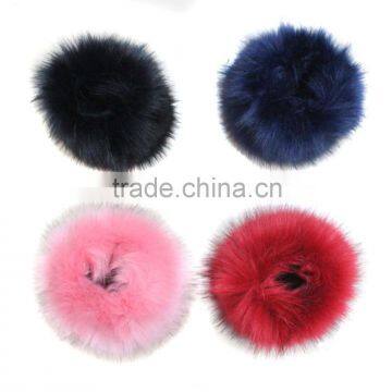 Plain Red Color Round Circle Rabbit Fur Scarf photo-3