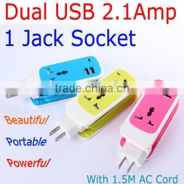 UK Plug Beautiful Portable Powerful 3in1 USB Socket Wall Charger Travel Adapter