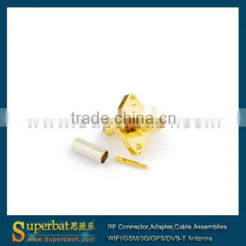 RP SMA female Crimp Jack(male pin) Flange connector for LMR100 RG316 RG174 connector sma