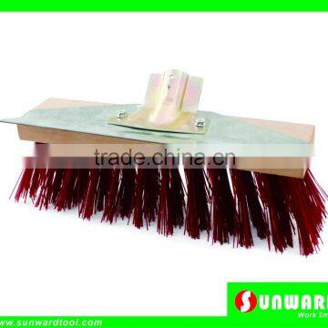 Heavy Duty Garden Wooden Broom with Large Metal Scraper