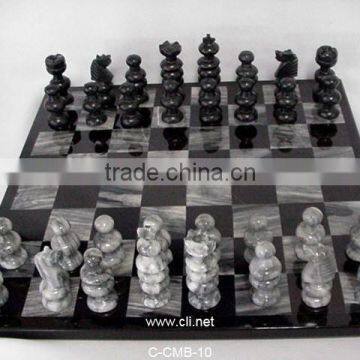 Jet Black/Sunny Grey Marble Chess Board