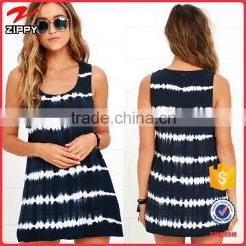 2016 New design black tie-dye dress sleeveless short dress for women wear