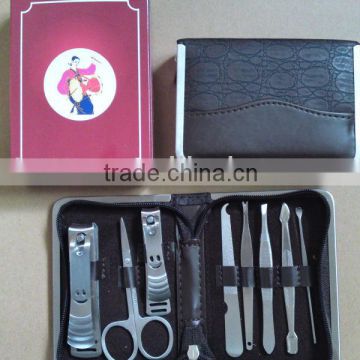 MRT-029 8pcs PU bag with colored box high quality stainless steel manicure set