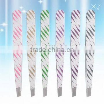 MJ-77 stainless steel slanted tip beauty pattern tweezer set