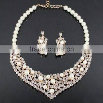 Pearl Studded Fashion Party-Evening Necklace Set