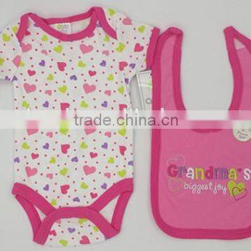 hot salling 100% cotton clothes with cute cartoon bibs kids clothes sale