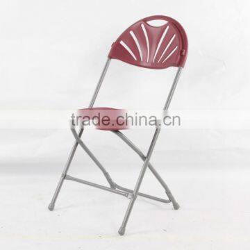 White/blue Factory price fan back pp plastic folding chair, outdoor wedding chair