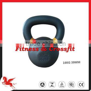 Yellow ring E-coated Cast Iron Kettlebell