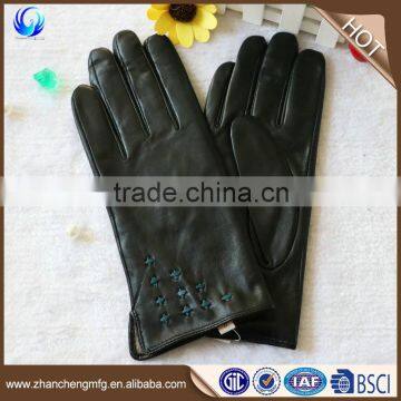 winter custom women black goatskin leather gloves importers