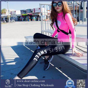 Korea winter Yoga clothing women tight stretch pants Long Sleeve Tops sport running gym pants