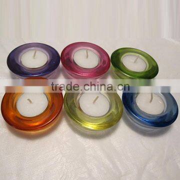 Natural Soy Scented Tea Light Candle in Colorful Glass Holder