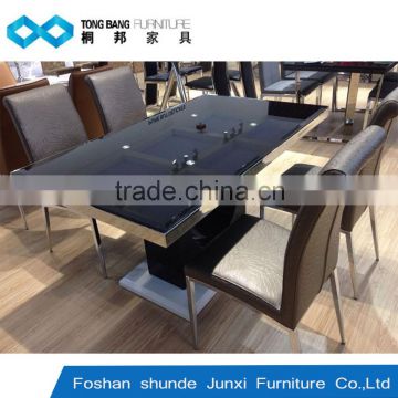 TB popular design wood black lacquer glass dining table design