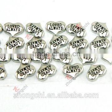 Silver heart charms, loved always heart charms