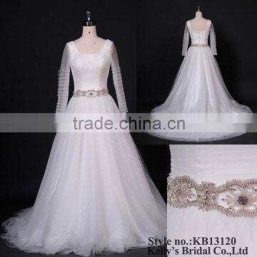 low neck and long sleeves wedding dresses from china