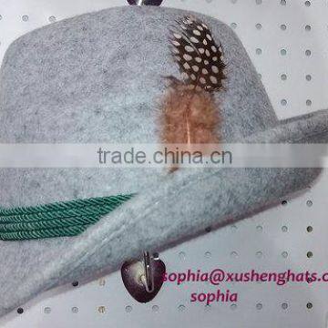 2013 Fashion 100% wool felt Feather Fedora Hats