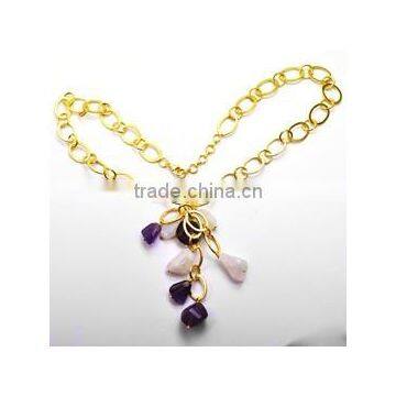 Amesthyst And Rainbow Moonstone 925 Sterling Silver Necklace