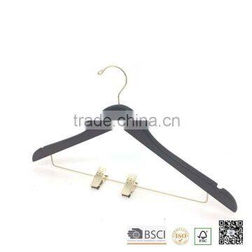 Popular Gold Clip Skirt Hanger, Black Clip Hanger With Gold Clips for Skirt, Pant, Coat,. Gargment Clothes Hanger, Black Hanger