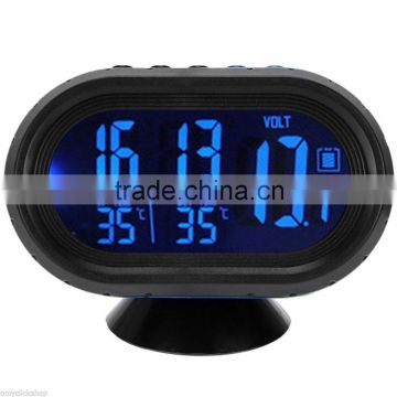 Portable Car Auto Digital LCD Monitor Thermometer voltmeter Alarm Clock