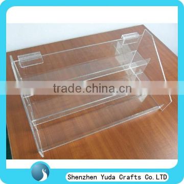 Large acrylic slatwall display holder, 3 tiered perspex storage organizer for supermaket