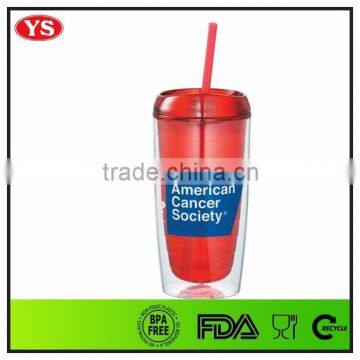 Personalized 16 oz insulated plastic tumbler with lid for drink