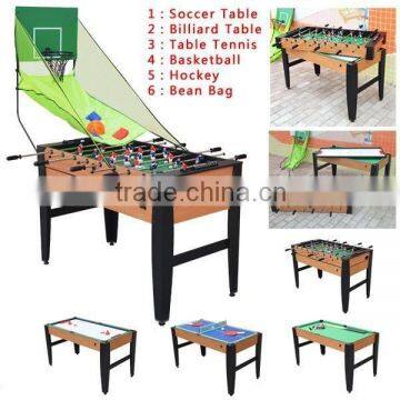 Factory ptomotion 4' High quality 6 in 1 Multi games table. Billiard table, push hockey table, table tennis table, etc