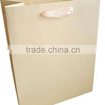 cream plain color paper shopping gift paper bag with ribbon handle