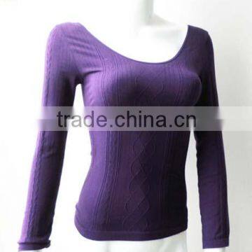 seamless shapewear purple embossed long sleeve