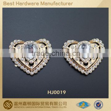 Heart shape custom color big rhinestone shoe buckle