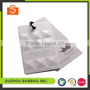 factory price high quality white embossed hang tags design