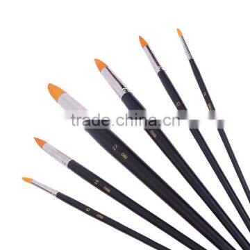 Cheap Custom Bulk Wholesale Paintbrush Art Supplier 6Pcs Round Nylon Artist Paint Brush Plated Tube Wood Handle Painting Brushes