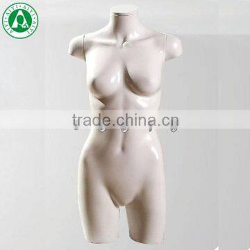 artistic white glossy polypropylene display 3/4 torso female mannequin torso female