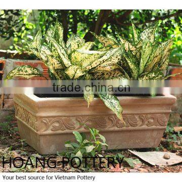 Long Red Clay Planter Garden Decor - Vietnamese Ceramic