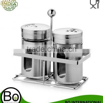 Stainless steel Silver Shaker With Stand Hana Salt And Pepper