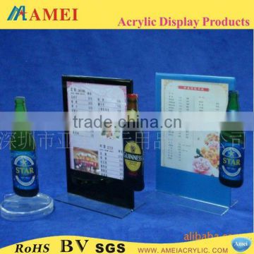 2014 HOT SELL acrylic sign display/acrylic menu stand/acrylic meun holder