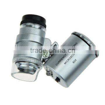 60X Pocket Microscope Jeweler Magnifier LED dental Eye Loupe mini coin Watch Loupe