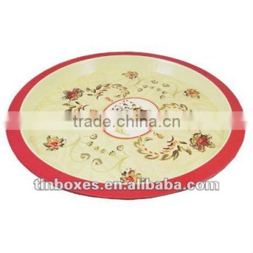 round 4 color print tin tray