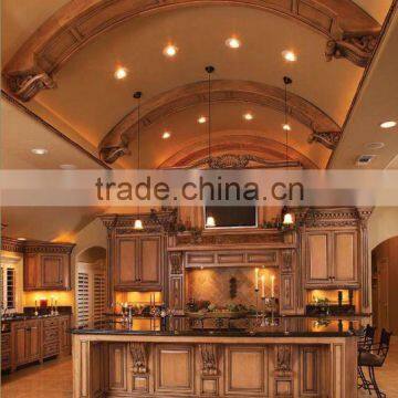 Elegant American Style Solid Wood Hand Carving Kitchen Cabinet/Customized Kitchen Furniture