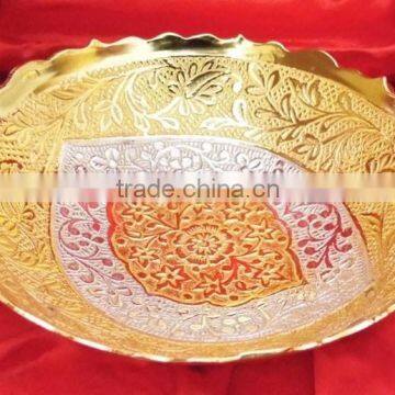 Low cost and attractive promotional gift, corporate gift item gold and silver plated brass bowl