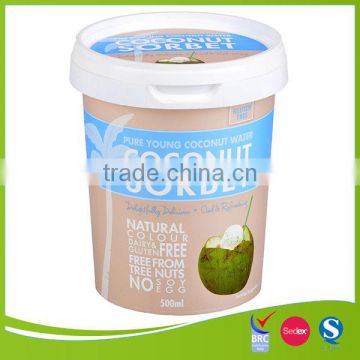 customized iml plasitc ice cream cup 500ml