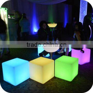 Glowing illuminated PE plastic led cube chair with light